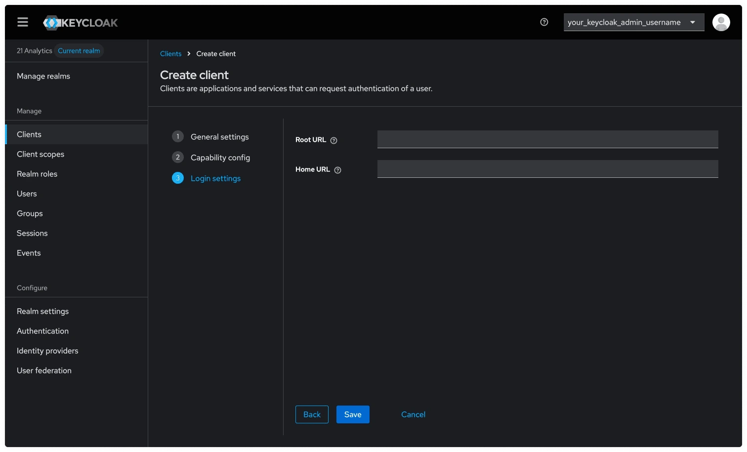 Keycloak Create Client Login Setting