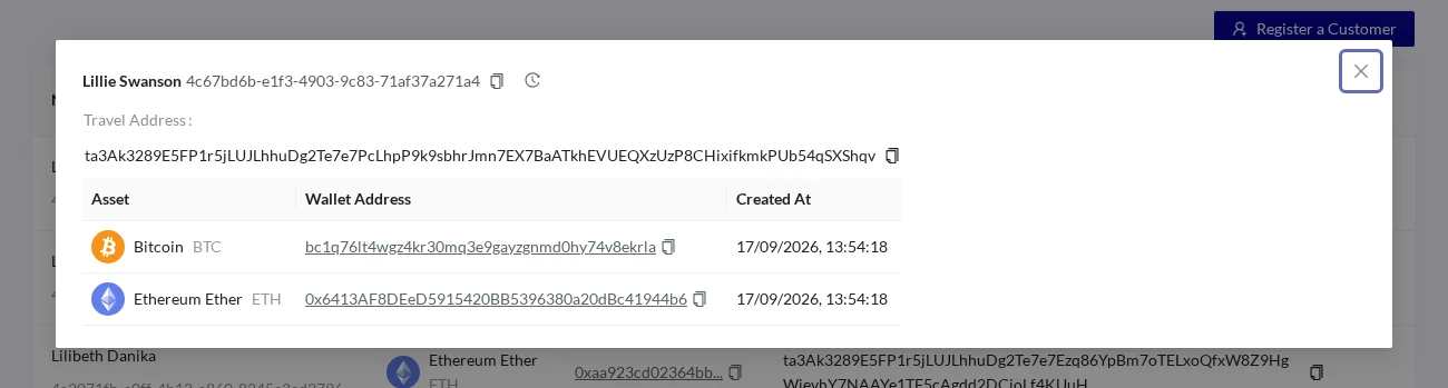 Address Book Customer Details