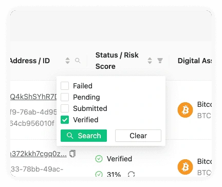 Filtering Options Closeup