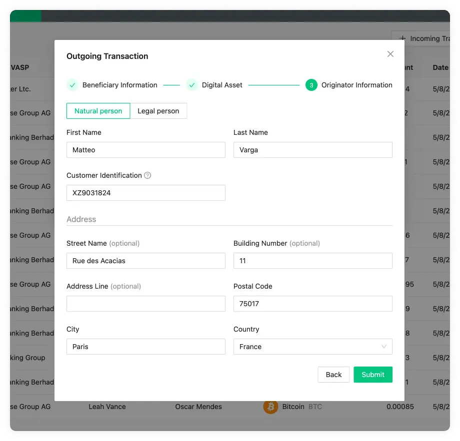 Outgoing Transaction Originator Using TRP