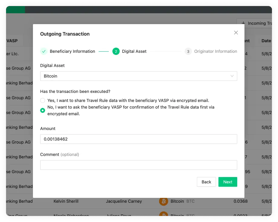 Outgoing Transaction Digital Asset Email